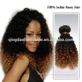 Wholesale Top Fashion stock indian remy hair kinky curl ombre hair extension